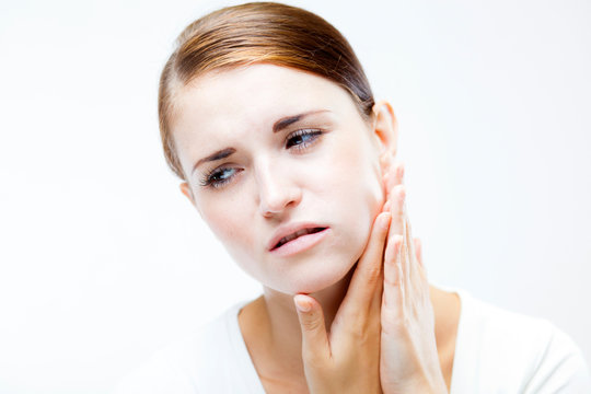 Woman with toothache, Feeling pain tooth