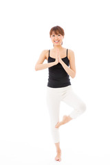 young asian woman exercise image on white background