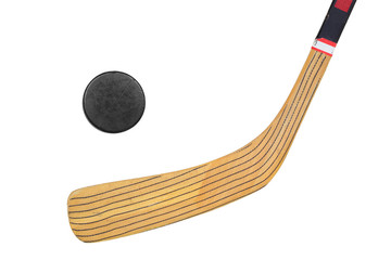 Hockey stick and puck