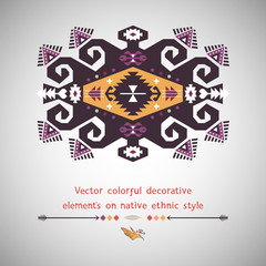 Vector colorful decorative element on native ethnic style