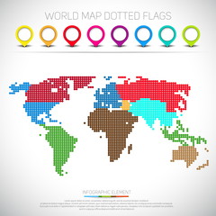 Fototapeta na wymiar Dot World maps and globes business background. Vector