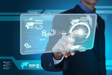 Smart hand showing  futuristic technology