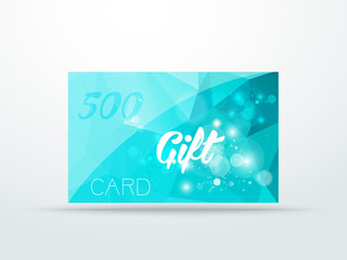 Gift greeting card aqua blue glitter with shine
