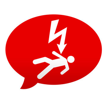 Etiqueta tipo app roja comentario simbolo descarga electrica
