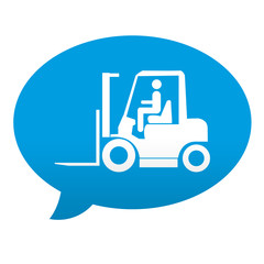 Etiqueta tipo app azul comentario simbolo carretilla elevadora