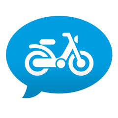 Etiqueta tipo app azul comentario simbolo ciclomotor