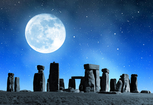 Historical monument Stonehenge in night,England, UK