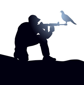 soldier silhouette - dove  gun