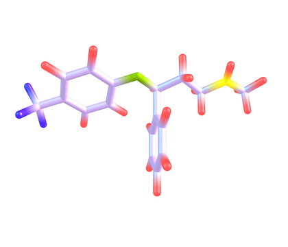 Fluoxetine molecule isolated on white