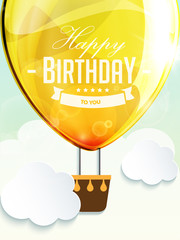 Happy birthday balloons greeting card yellow illustration