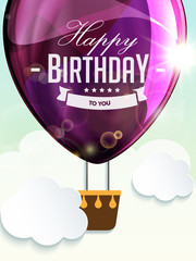 Happy birthday balloons greeting card violet illustration