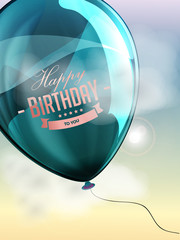 Happy birthday balloons greeting card blue illustration