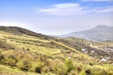 Fototapeta na wymiar Landscape of Crimea, view from a mountain Demerdzhi