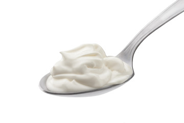 Fototapeta na wymiar cream in spoon isolated