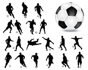 Silhouettes  of football players, vector