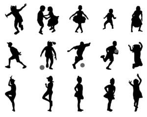 Silhouettes of children, vector