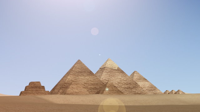 Animation of pyramids from dusk till dawn