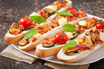 Big sandwich with roasted vegetables