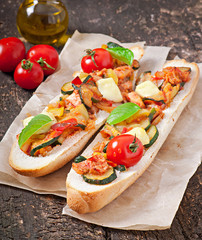 Big sandwich with roasted vegetables