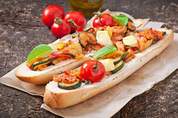 Big sandwich with roasted vegetables