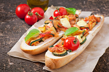 Big sandwich with roasted vegetables