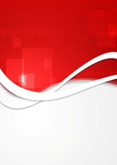 Bright red wavy technology design