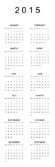 Calendar Illustration for the year of 2015