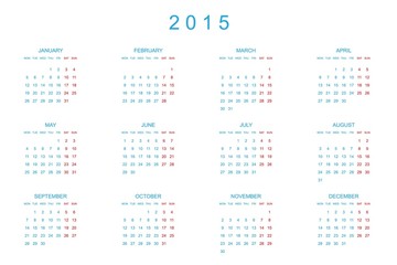 Calendar Illustration for the year of 2015