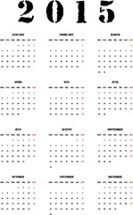 Calendar Illustration for the year of 2015