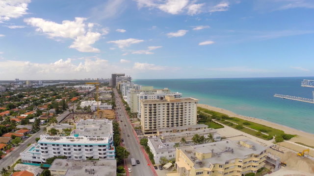 Coastal Miami Beach and construction sites