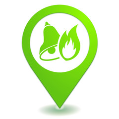 alarme incendie sur symbole localisation vert