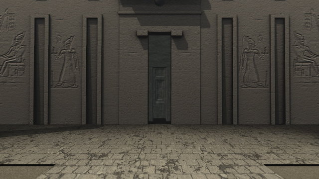 Sphinx statues at temple in ancient Egypt with greenscreen