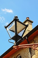 Fototapeta na wymiar Retro lantern on Arley railway station building.