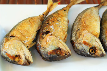 fried mackerel in the plate