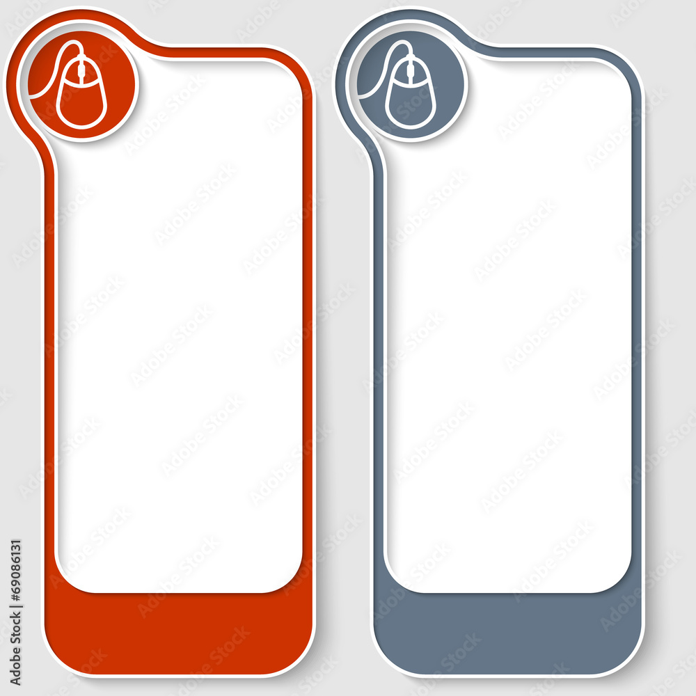 Poster set of two abstract text boxes with mouse icon