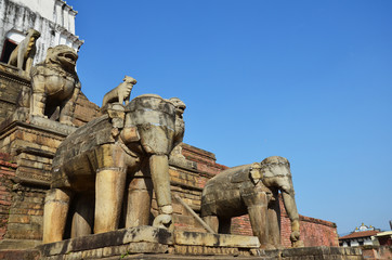 Statue of guarding elephants in Bhaktapur Durbar Square