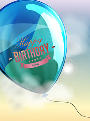 Happy birthday balloons greeting card blue illustration