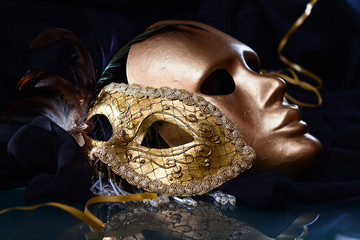 Old gold Venetian masks