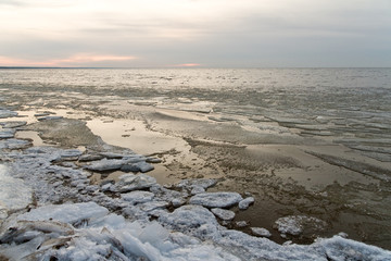 frozen ice blocks in the sea