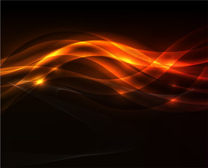 Orange light wave on black background