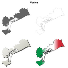Venice blank detailed outline map set