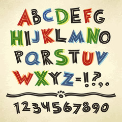 Cartoon Retro Font Colorful on Paper Background