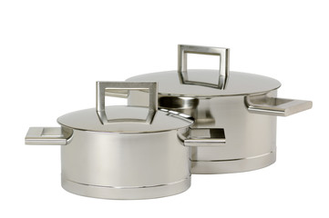 Two stainless steel pot with cover