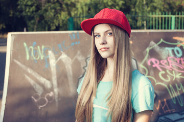 Closeup of teen girl on playground © rasstock