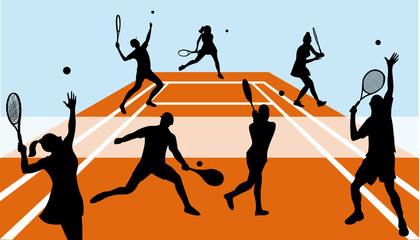 joueurs de tennis sur court