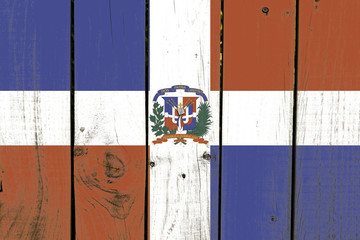 Dominican Republic flag on wooden background
