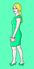 Green dress woman