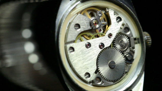 Mechanism inside an old watch.