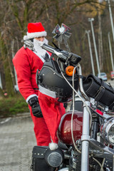 Fototapeta na wymiar Santas on bikes