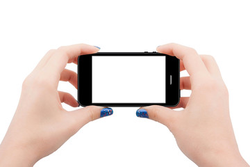 Female hands holding smart phone